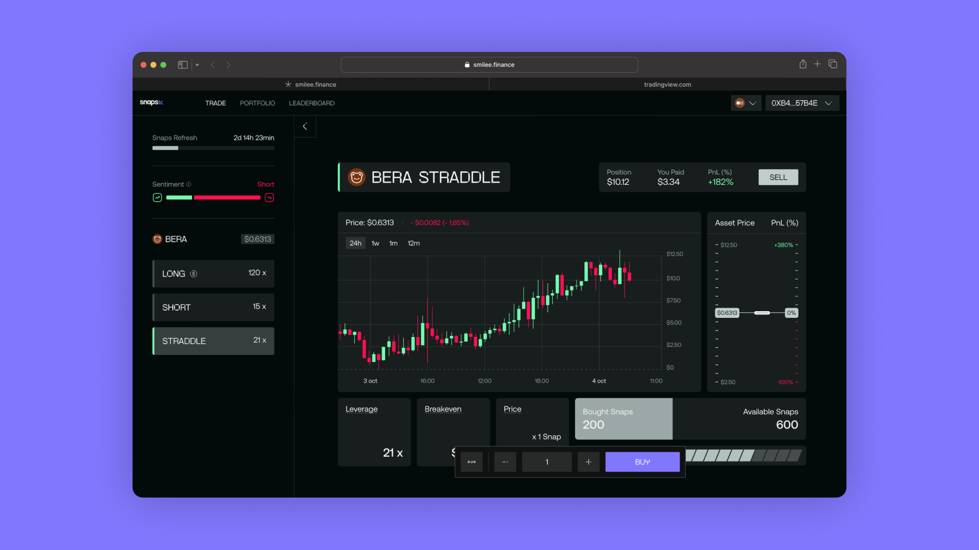 Smilee options trading interface